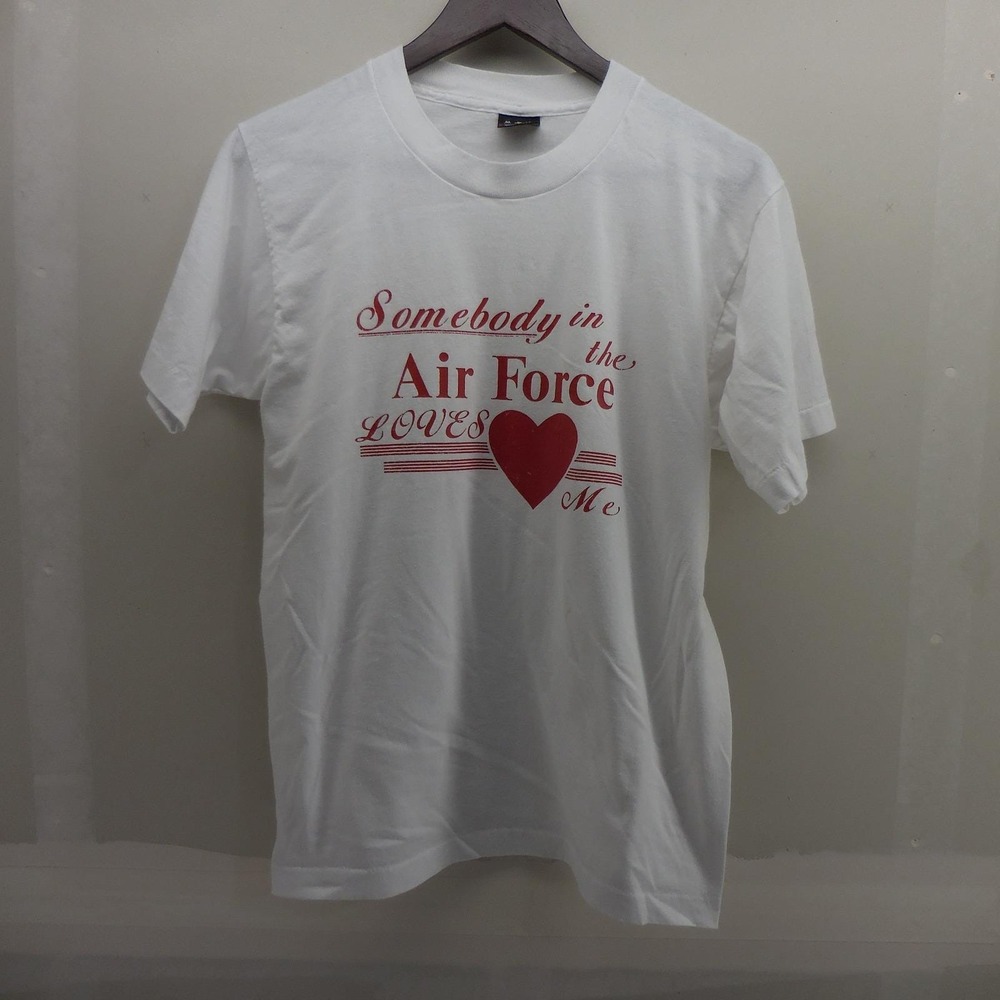 Vintage Fruit of the Loom Air Force Loves Me T-Shirt White Medium Made in USA